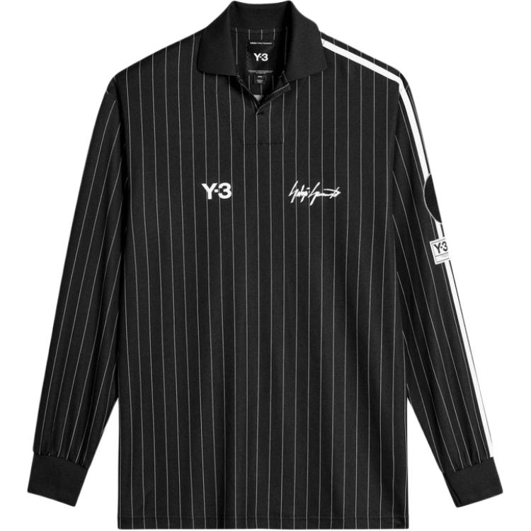 Y-3 EL5 Football Longsleeve Black - Striped Logo Unisex Soccer Shirt KS7574
