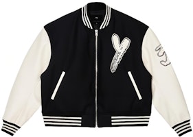 Y-3 Embroidered Letter Color-Block Zip Baseball Jacket Unisex Black White H44803 Y-3 Embroidered Letter Color-Block Zip Baseball Jacket Unisex Black White H44803