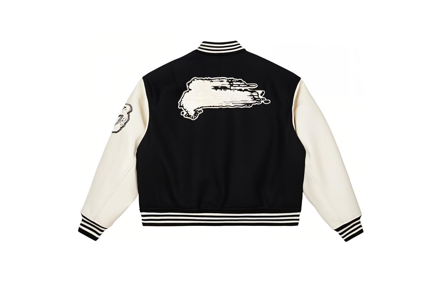 Lookbook Y-3 Jaket Baseball Unisex Warna Hitam Putih dengan Bordir dan Ritsleting. H44803