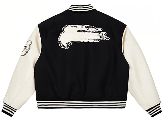 Y-3 Jaket Baseball Unisex Warna Hitam Putih dengan Bordir dan Ritsleting. H44803 Lookbook Y-3 Jaket Baseball Unisex Warna Hitam Putih dengan Bordir dan Ritsleting. H44803