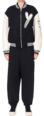 Y-3 Jaket Baseball Unisex Warna Hitam Putih dengan Bordir dan Ritsleting. H44803 Shop Y-3 Jaket Baseball Unisex Warna Hitam Putih dengan Bordir dan Ritsleting. H44803
