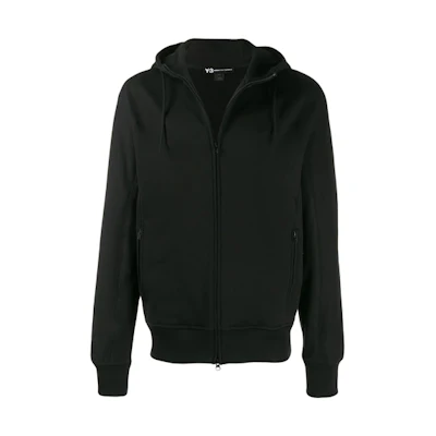 Y-3 Full-Zip Hoodie Black with Back Logo Print for Men FJ0344