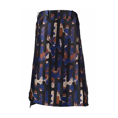 Y-3 FW21 Abstract Print A-Line Midi Skirt Blue HB3368