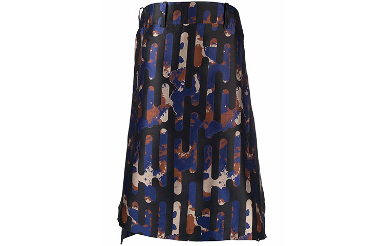 Order Y-3 FW21 Abstract Print A-Line Midi Skirt Blue HB3368