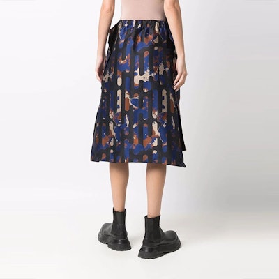 Y-3 FW21 Abstract Print A-Line Midi Skirt Blue HB3368 Purchase Y-3 FW21 Abstract Print A-Line Midi Skirt Blue HB3368