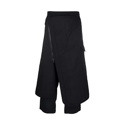 Y-3 FW21 Black Asymmetric Layered Wide-Leg Pants HB3352