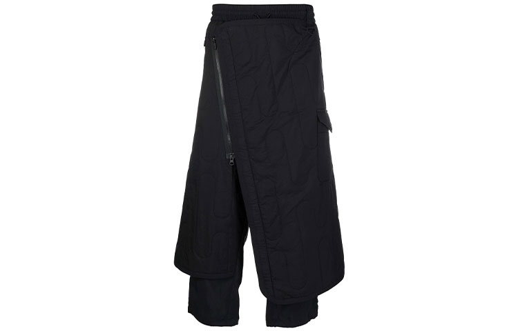 Order Y-3 FW21 Black Asymmetric Layered Wide-Leg Pants HB3352