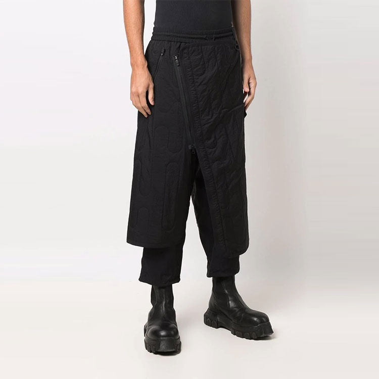 Purchase Y-3 FW21 Black Asymmetric Layered Wide-Leg Pants HB3352