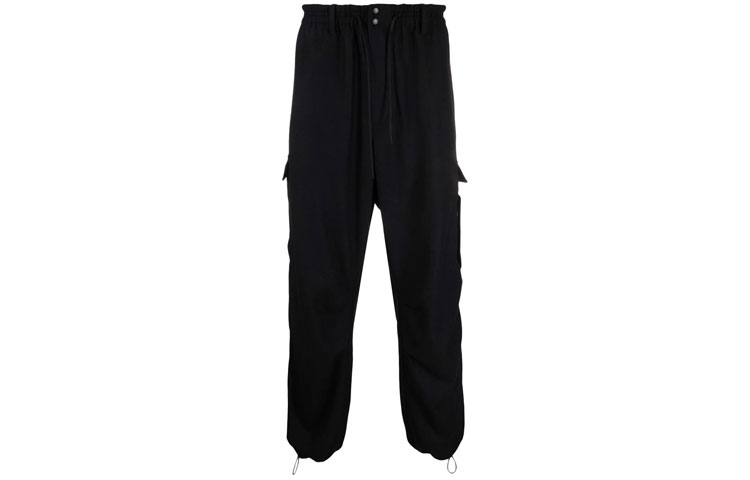 Y-3 FW21 Black Cargo Pants with Pocket and Drawstring Design HB3391