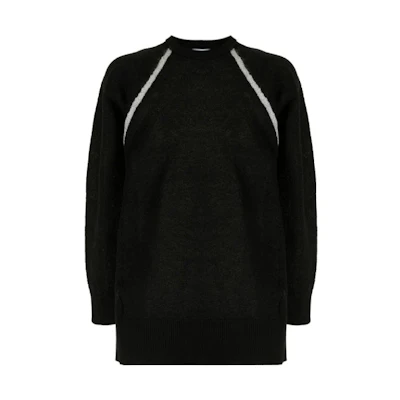 Y-3 FW21 Black Logo Two-Tone Knit Pullover Sweater GV0362