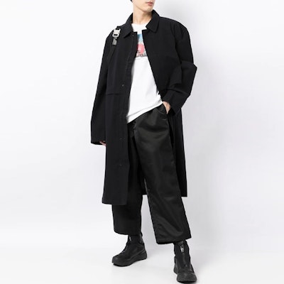 Y-3 FW21 블랙 로고 긴팔 코트, 솔리드 컬러 칼라 HB3378 Lookbook Y-3 FW21 블랙 로고 긴팔 코트, 솔리드 컬러 칼라 HB3378