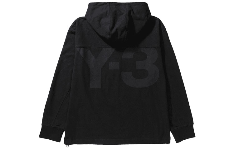 Y-3 FW21 Black Pullover Hoodie with Front Zipper Pocket GV4172