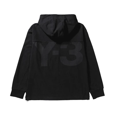 Y-3 FW21 Black Pullover Hoodie with Front Zipper Pocket GV4172