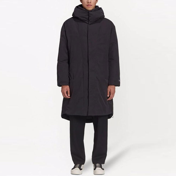 Y-3 FW21 Black Solid Color Long Down Jacket with Hood HB3335 圖 4