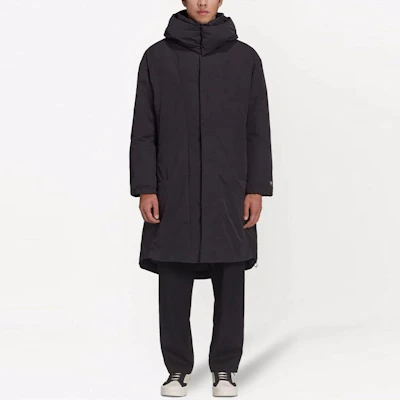Y-3 FW21 Black Solid Color Long Down Jacket with Hood HB3335 Shop Y-3 FW21 Black Solid Color Long Down Jacket with Hood HB3335