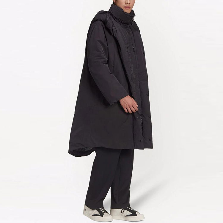 Y-3 FW21 Black Solid Color Long Down Jacket with Hood HB3335 圖 6