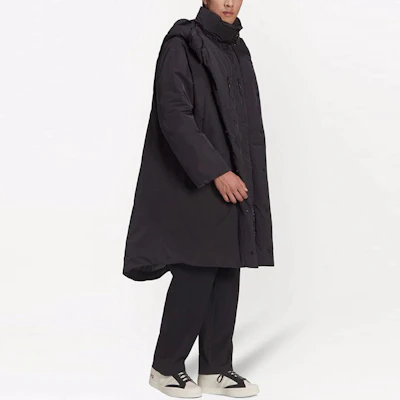 Y-3 FW21 Black Solid Color Long Down Jacket with Hood HB3335 Details for Y-3 FW21 Black Solid Color Long Down Jacket with Hood HB3335