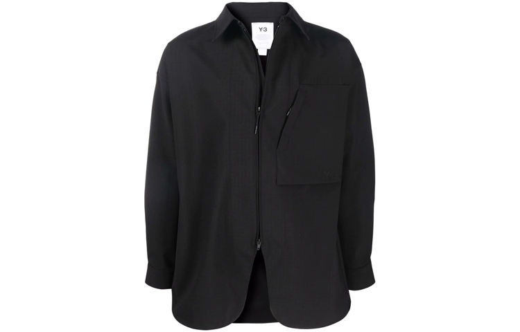 Y-3 FW21 Black Zip-Up Collared Long-Sleeve Jacket with Pocket for Men HB3420