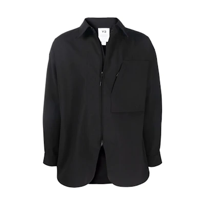 Y-3 FW21 Black Zip-Up Collared Long-Sleeve Jacket with Pocket for Men HB3420