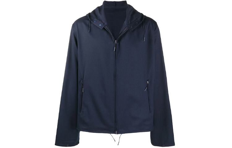 Y-3 FW21 Blue Zip-Up Hoodie Jacket with Large Back Logo GK4587