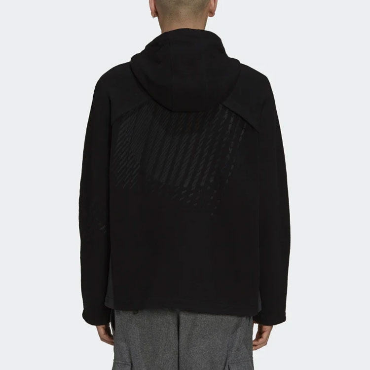 Shop Y-3 FW21 刺繍入りカジュアルブラックフーディージャケット メンズ用. HB3344