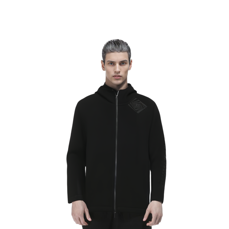 Details for Y-3 FW21 刺繍入りカジュアルブラックフーディージャケット メンズ用. HB3344