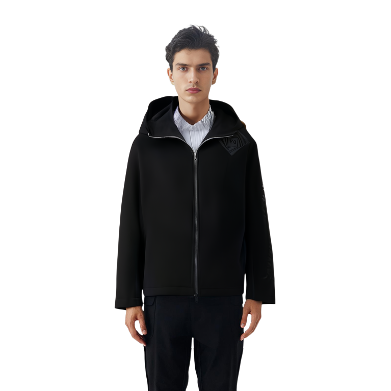 Sizing Y-3 FW21 刺繍入りカジュアルブラックフーディージャケット メンズ用. HB3344