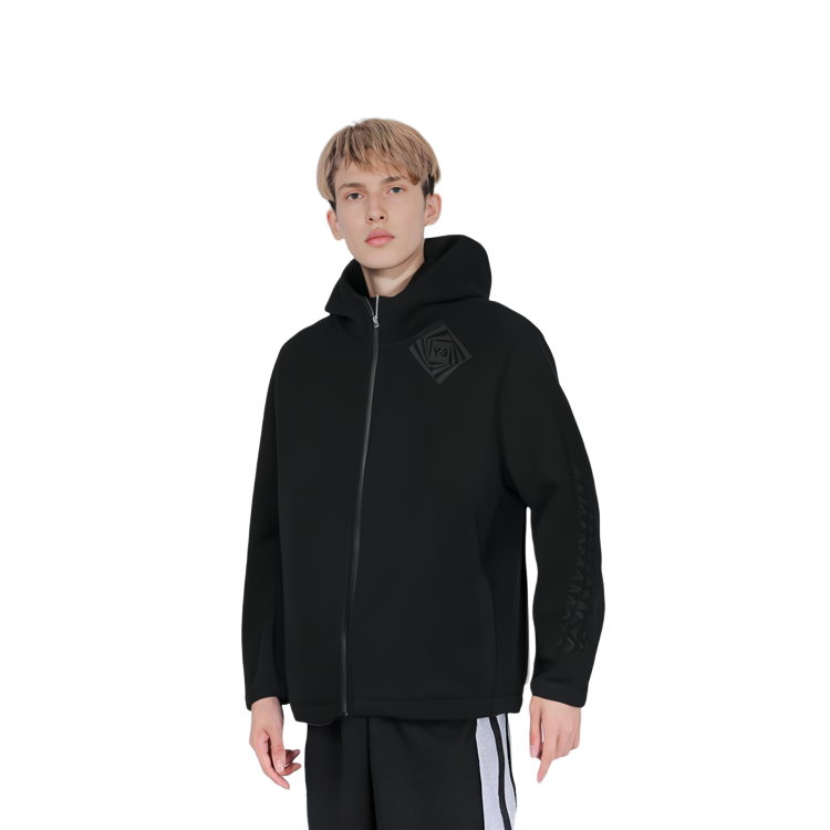 Cheap Y-3 FW21 刺繍入りカジュアルブラックフーディージャケット メンズ用. HB3344