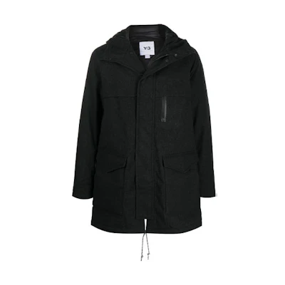 Y-3 FW21 GORE-TEX Waterproof Wool Hooded Parka Jacket Black Mens Winterwear GK4819