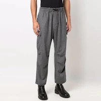 Details for Y-3 FW21 Gray Drawstring Straight-Leg Cargo Pants HB3392