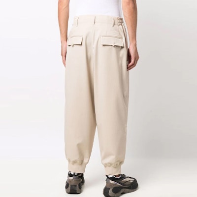 Y-3 FW21 Khaki Lantern Jogger Seluar Mid-Waist Kasual Potongan Cropped HB3430 Shop Y-3 FW21 Khaki Lantern Jogger Seluar Mid-Waist Kasual Potongan Cropped HB3430