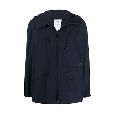 Y-3 FW21 Lightweight Grid Zip Windbreaker Navy Blue Jacket GV4232