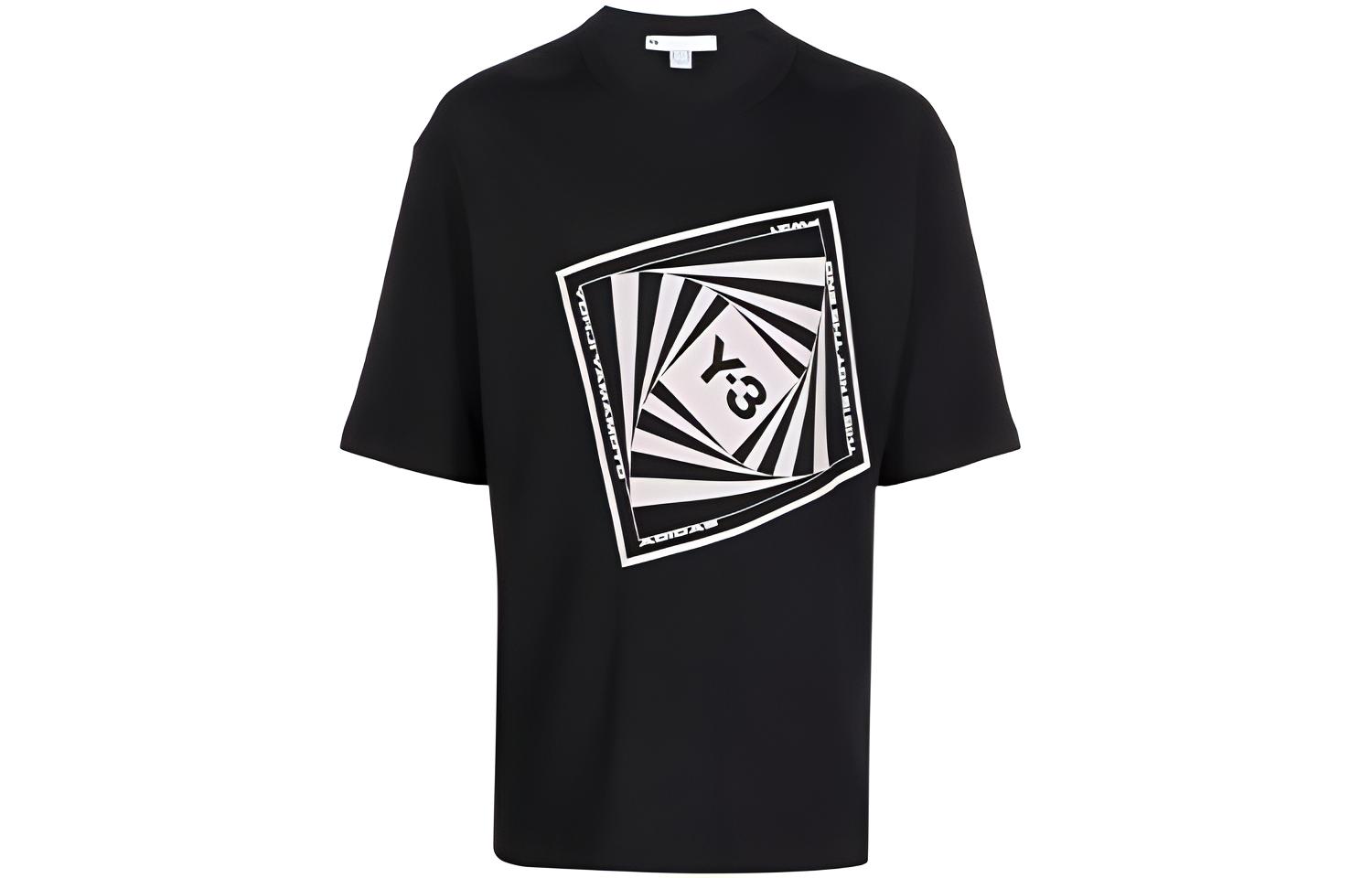 Y-3 FW21 Logo Print Loose Fit Crewneck Short Sleeve T-Shirt Men’s Black HB3330
