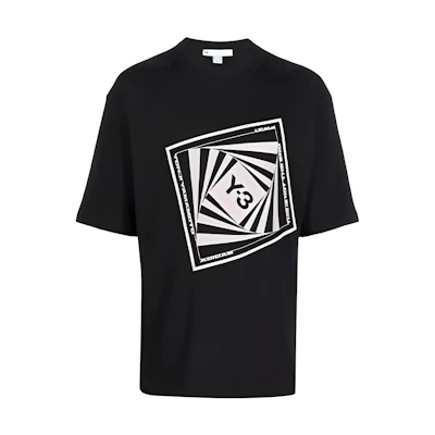 Y-3 FW21 Logo Print Loose Fit Crewneck Short Sleeve T-Shirt Men’s Black HB3330