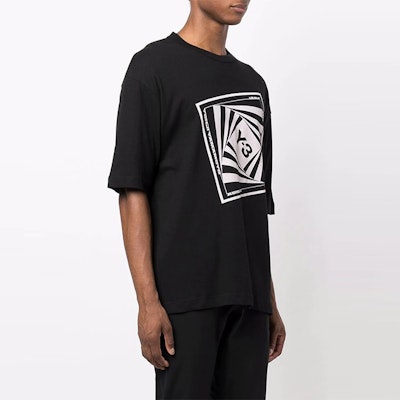 Y-3 2021秋冬 ロゴプリント ルーズフィット クルーネック 半袖Tシャツ メンズ ブラック HB3330 Shop Y-3 2021秋冬 ロゴプリント ルーズフィット クルーネック 半袖Tシャツ メンズ ブラック HB3330