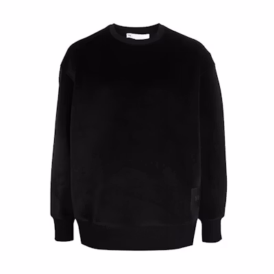 Y-3 FW21 Logo Velvet Crewneck Pullover Sweatshirt Unisex Black HB3339