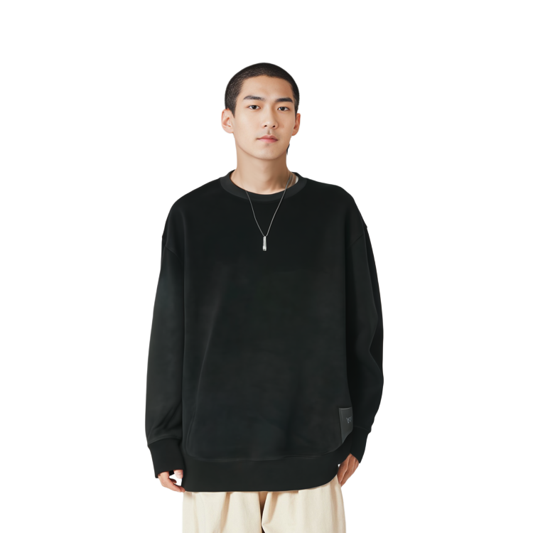 Y-3 FW21 Logo Velvet Crewneck Pullover Sweatshirt Unisex Black HB3339 圖 8