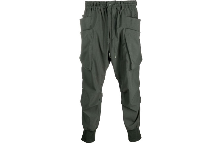 Y-3 FW21 Multi-Pocket Drawstring Jogger Pants Green Casual HB3427