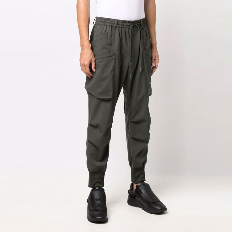Shop Y-3 FW21 多口袋綁帶慢跑褲 綠色休閒褲 HB3427