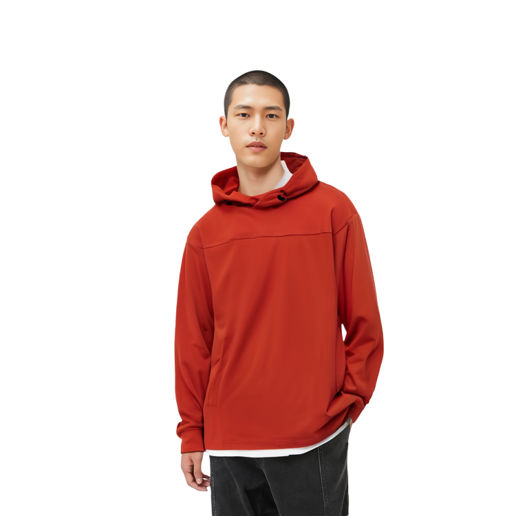 Sizing Y-3 FW21 Hoodie Merah dengan Saku Depan & Resleting. GV4173