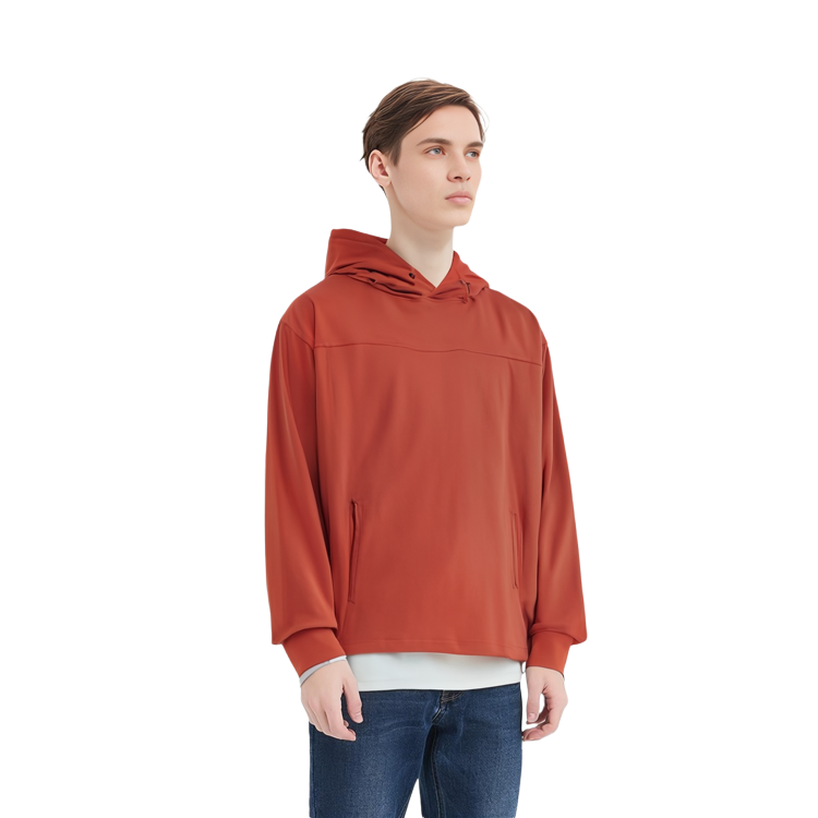 Cheap Y-3 FW21 Hoodie Merah dengan Saku Depan & Resleting. GV4173