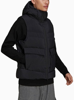 Y-3 FW21 Rompi Tanpa Lengan Berwarna Solid dengan Hoodie Puffer HA5557,ht2303 Details for Y-3 FW21 Rompi Tanpa Lengan Berwarna Solid dengan Hoodie Puffer HA5557,ht2303