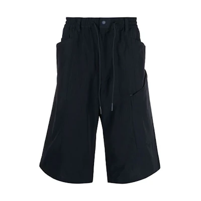 Y-3 FW21 Solid Color Drawstring Waist Knee-Length Shorts Navy GV4229