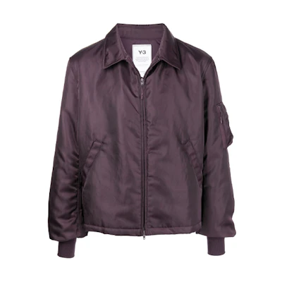 Y-3 FW21 Solid Color Zip-Up Collar Flight Jacket Purple HA6293