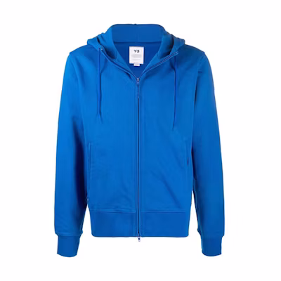 Y-3 FW21 Solid Color Zip Cotton Hoodie Jacket Blue HB6313