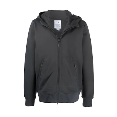 Y-3 FW21 Solid Color Zip Hoodie Jacket Dark Gray Cotton HF2148