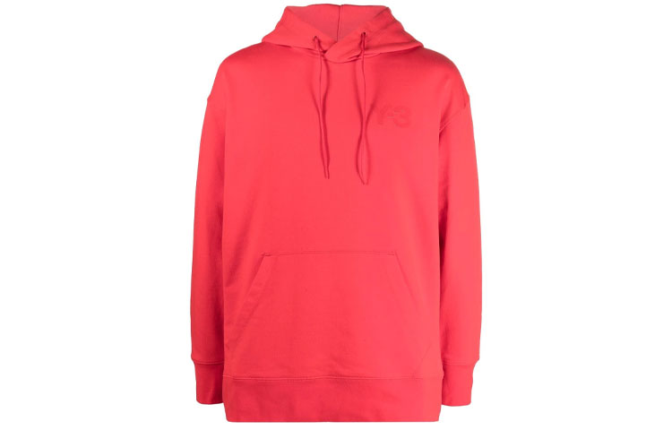 Y-3 FW21 Solid Logo Drawstring Hoodie Red HB3447