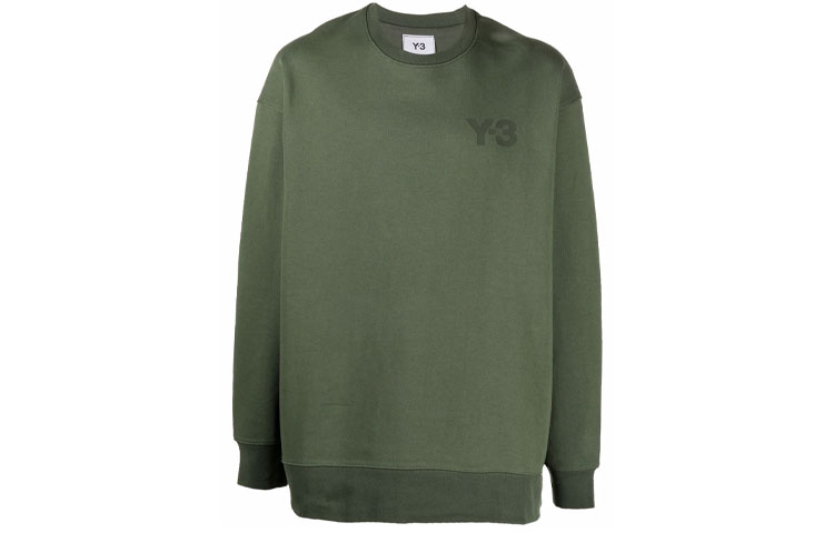 Y-3 FW21 Solid Logo Printed Pullover Sweatshirt Green HF7070