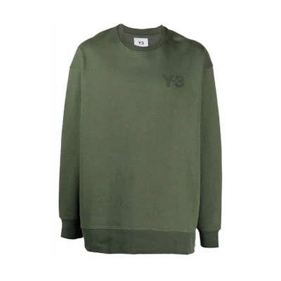 Y-3 FW21 Solid Logo Printed Pullover Sweatshirt Green HF7070