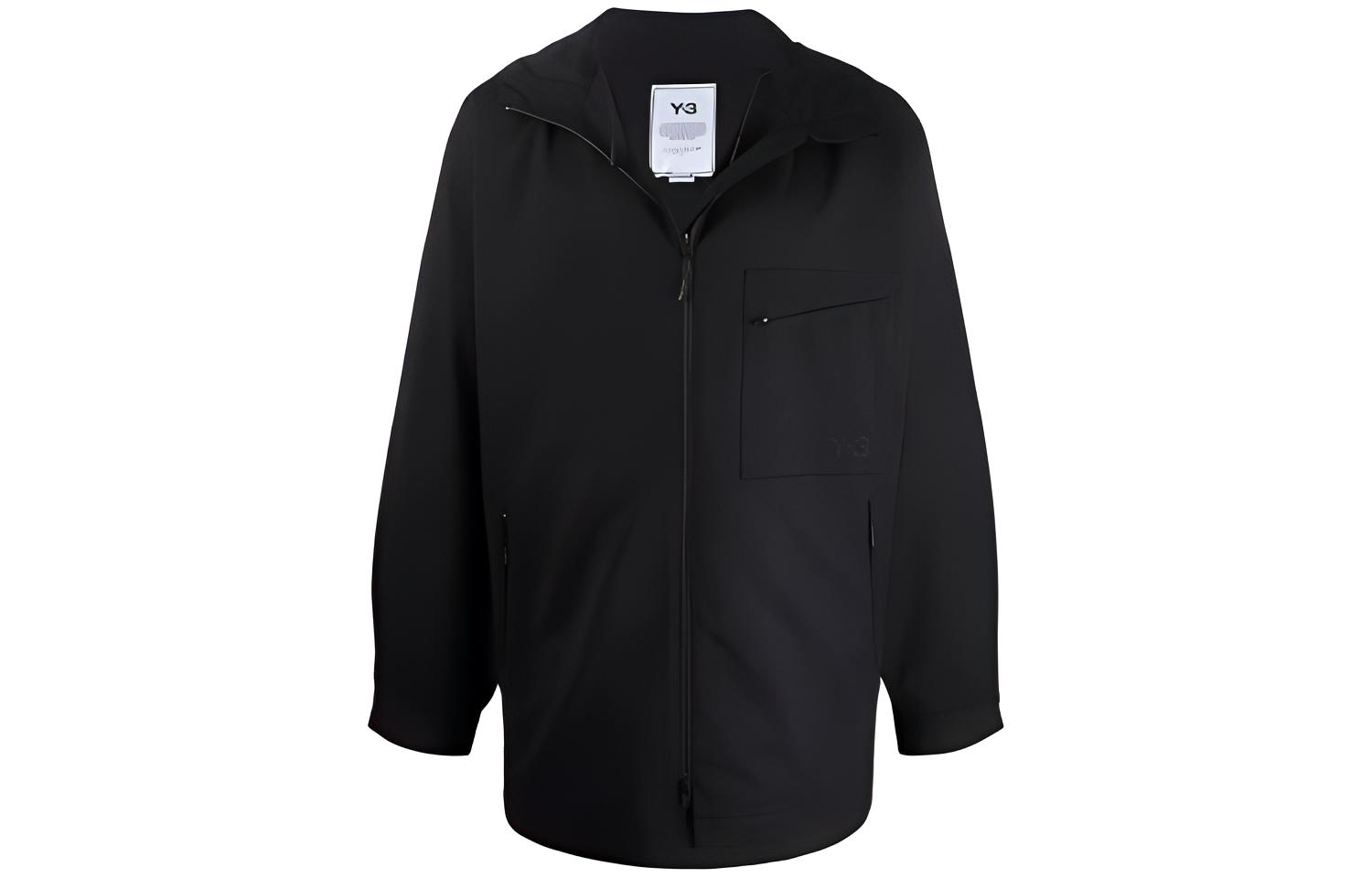 Y-3 FW21 Solid Logo Zip Hoodie Jacket Black HB3412